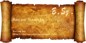 Becze Szonja névjegykártya